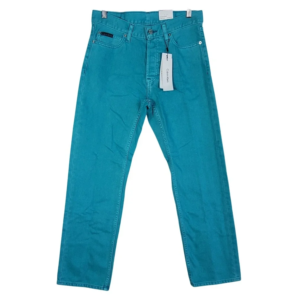 Calvin Klein Jeans Men's 30 x 29* Green Aqua Relaxed Fit 100% Cotton Denim‎ NEW